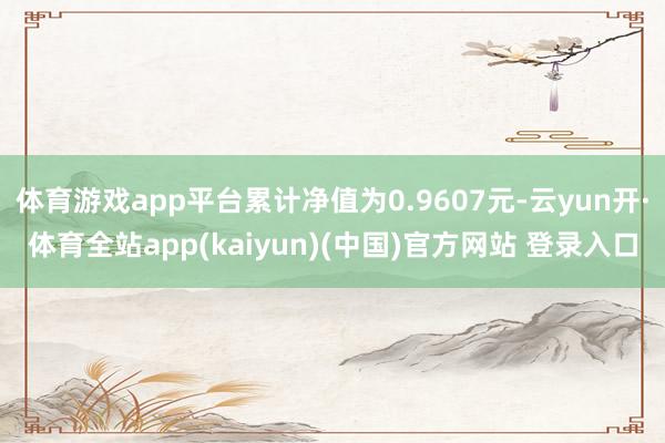 体育游戏app平台累计净值为0.9607元-云yun开·体育全站app(kaiyun)(中国)官方网站 登录入口